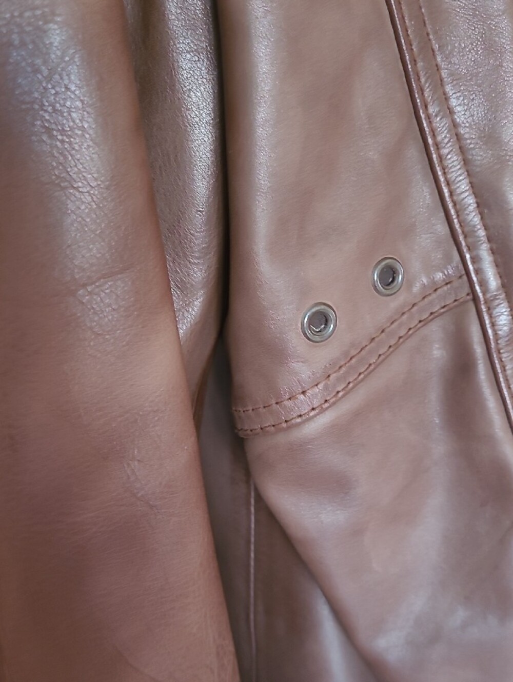 Marc New York Brown Leather Bomber Jacket with Zip Pockets - Picture 10 of 14